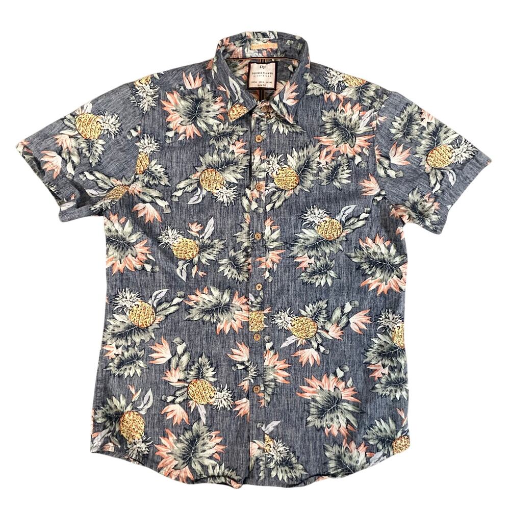 Denim & Flower Ricky Singh Slim Fit Hawaiian 100% Cotton Shirt Size M‎